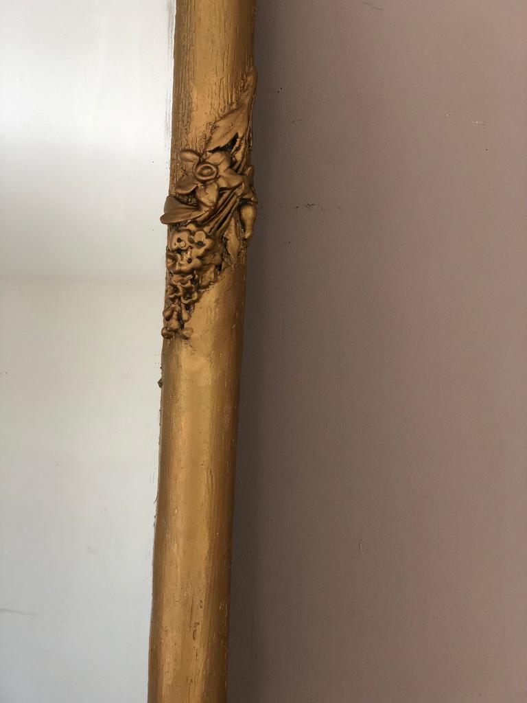 Large old mirror between two gilded pediment louis Philippe ice mercury