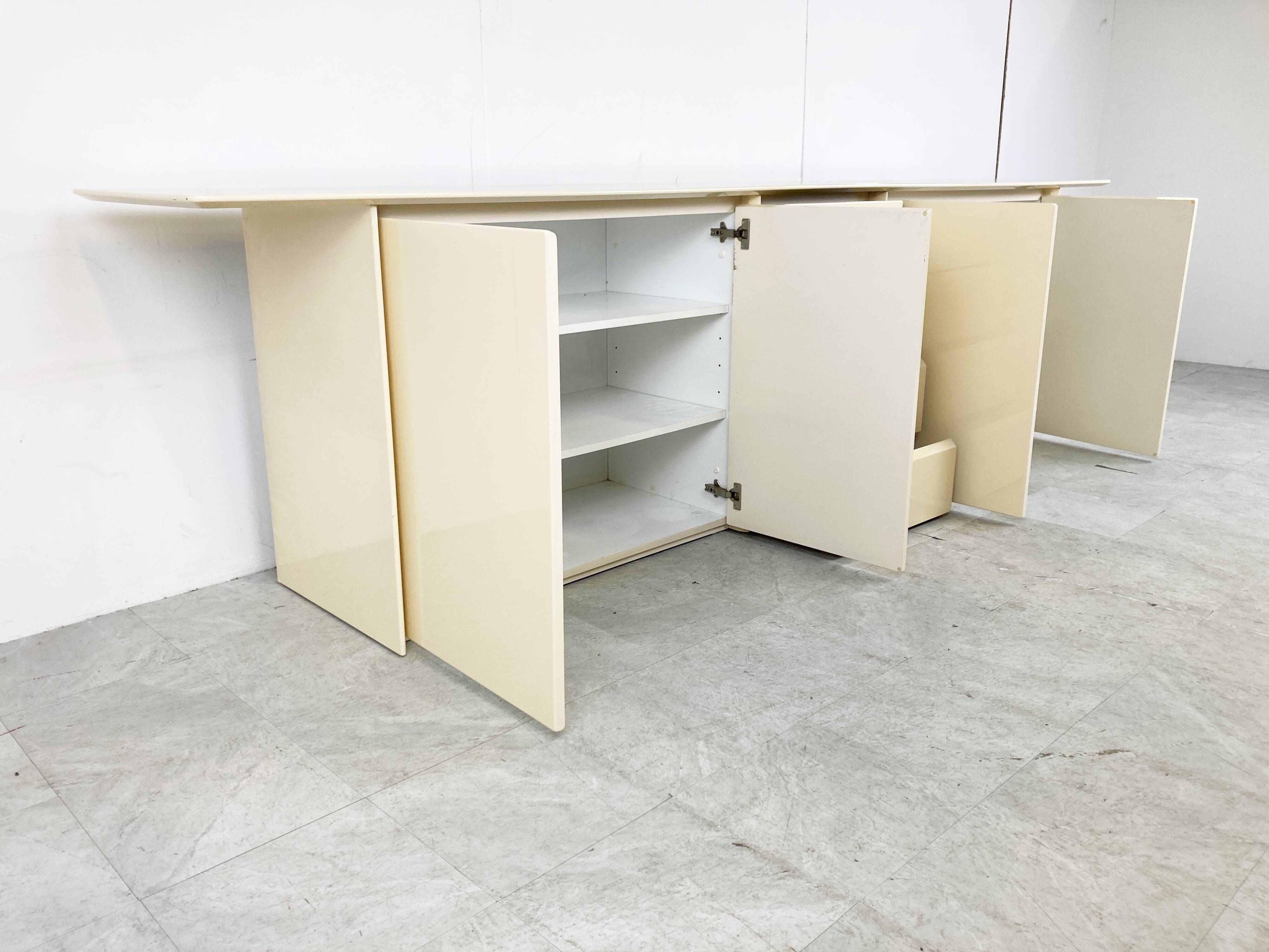 Cream lacquered sideboard 1980