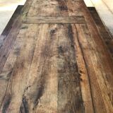 Farm table and two oak benches 19th