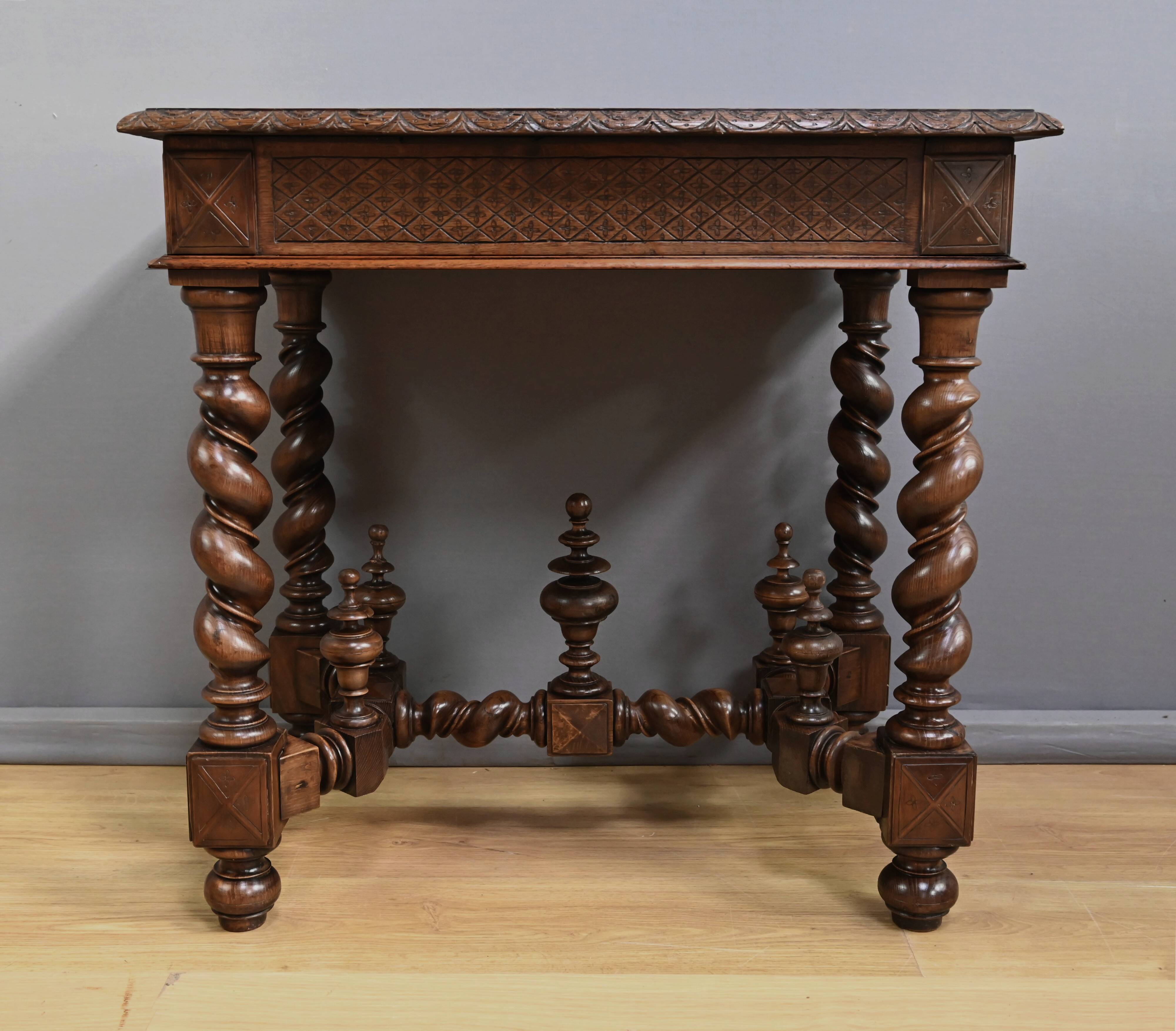 Small Oak Desk Table, Louis XIII Style – Mid-19th Century