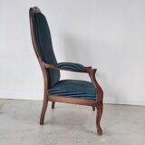 Voltaire armchair velvet striped blue