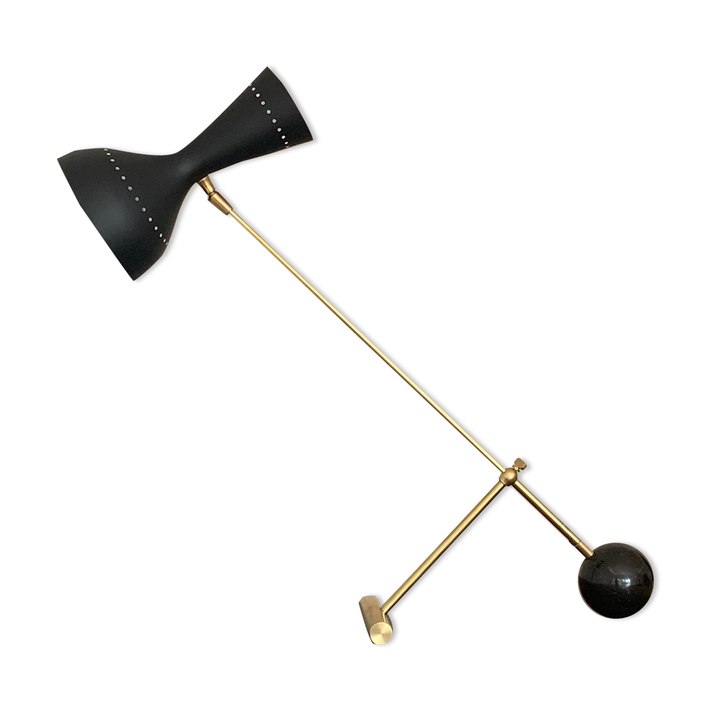 Diabolo lamp with marble counterweight