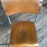 Series of 6 vintage industrial school chairs stackable 1950 thermophorized seating