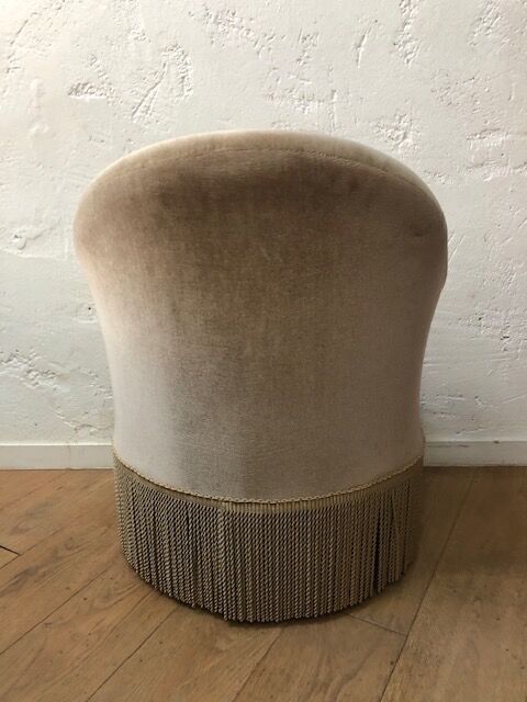 Beige velvet toad armchair