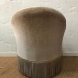 Beige velvet toad armchair