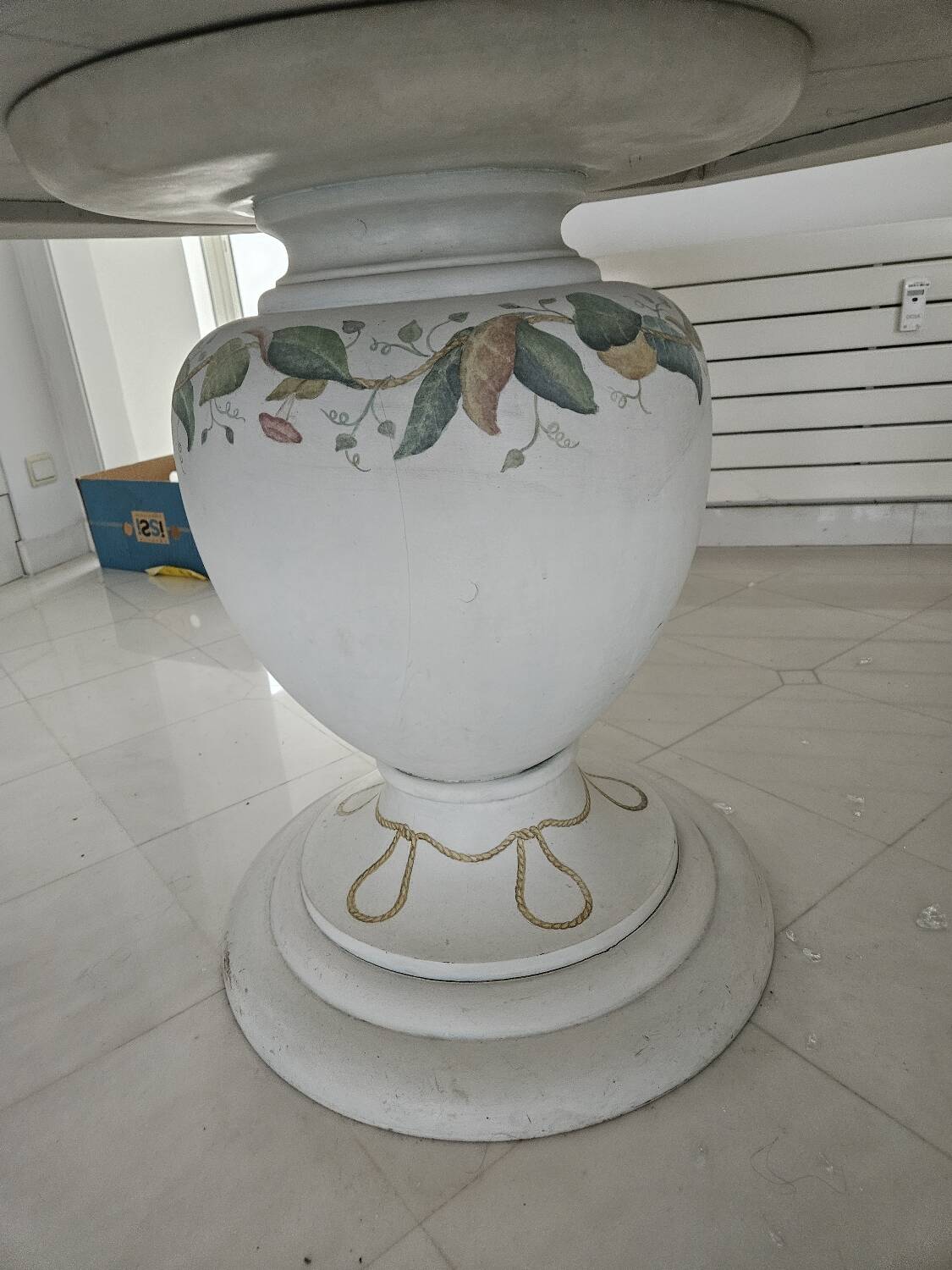 Round table with marble and marquetry