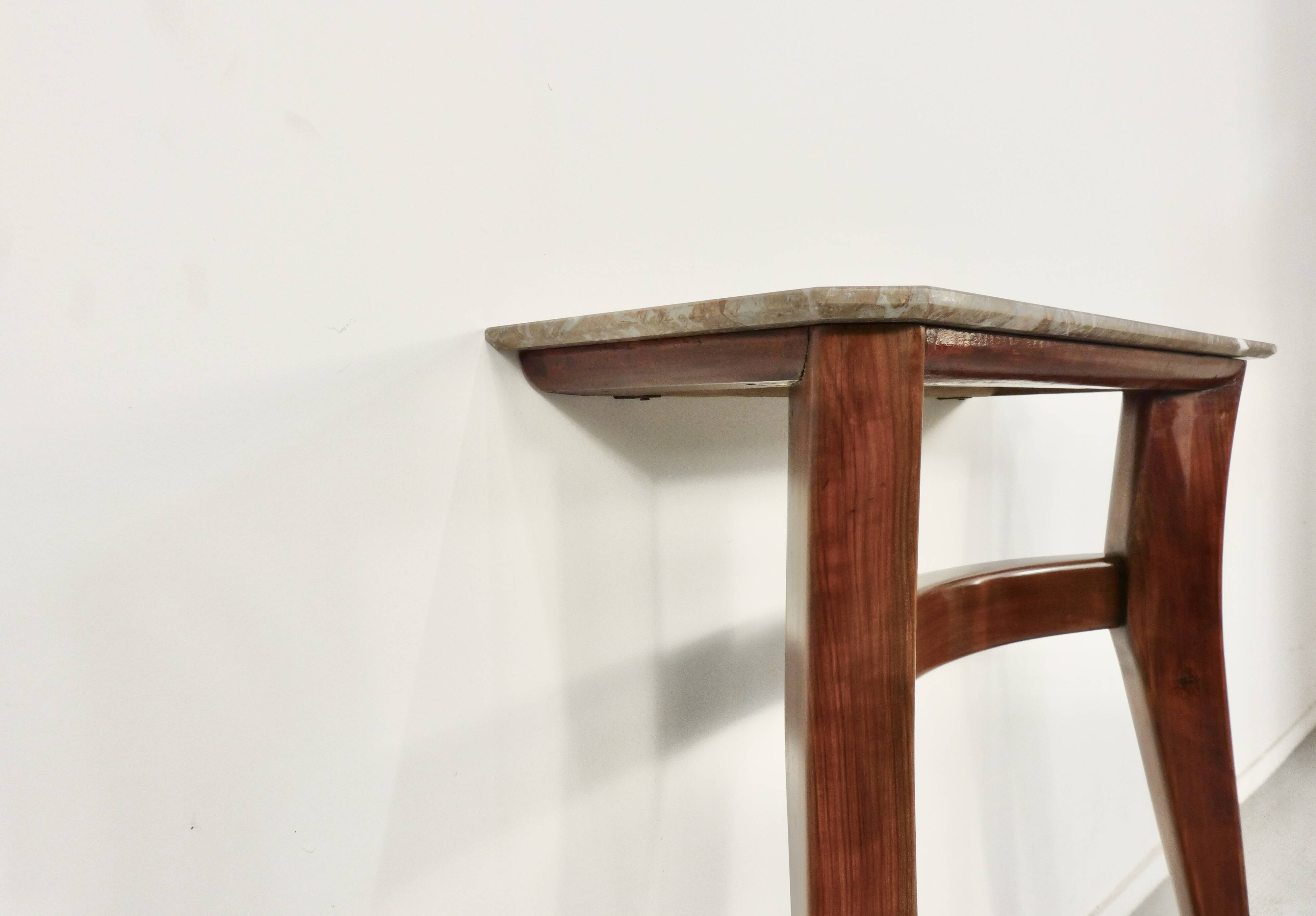 Italian Midcentury Console In Mahogany And Marble