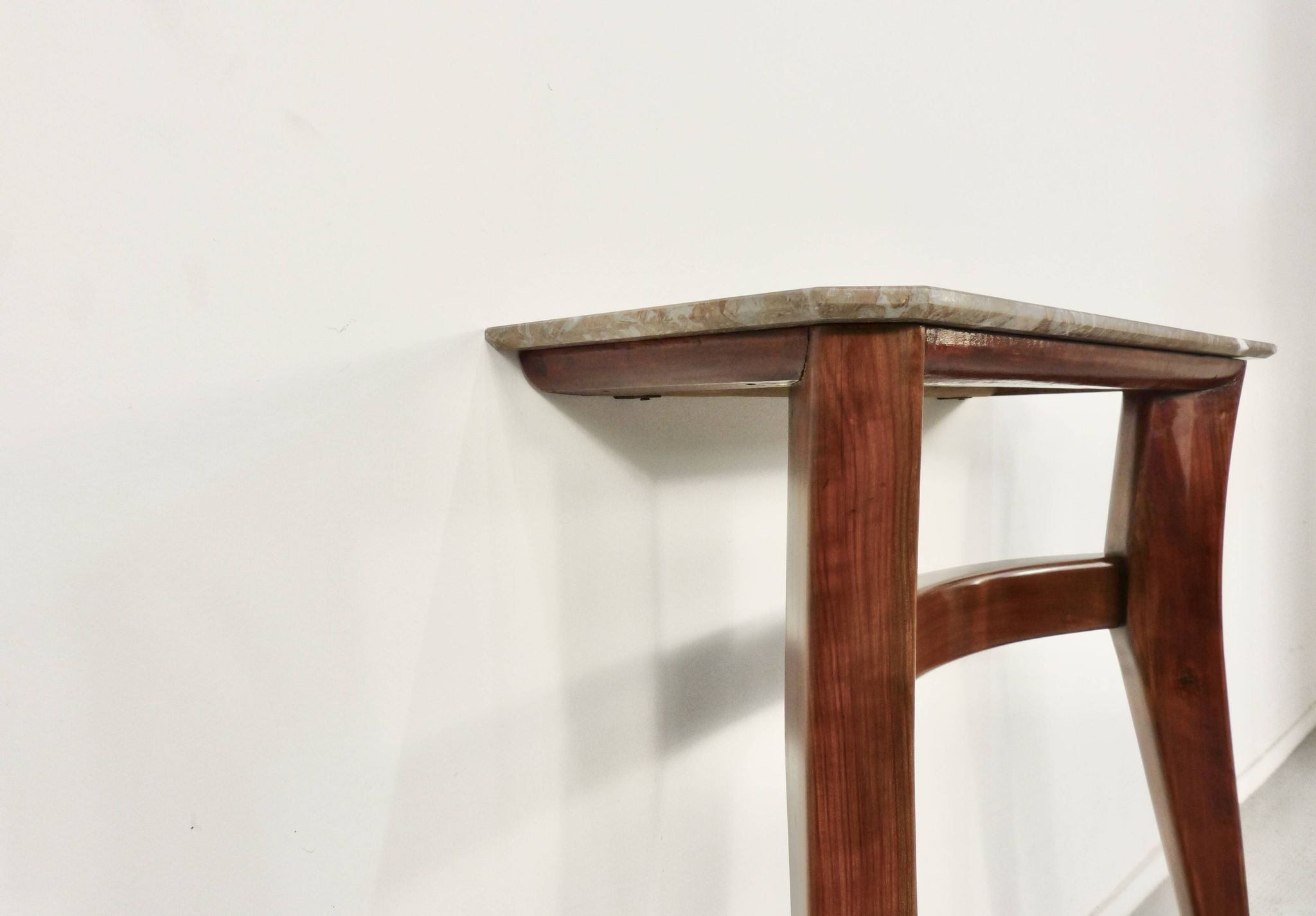 Italian Midcentury Console In Mahogany And Marble