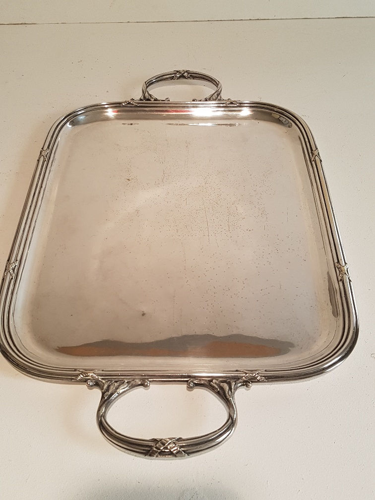 Louis XVI style silver metal tray