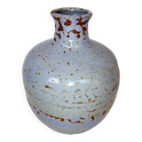 Vase boule céramique signée bleu Accolay ou autre 16 cm