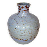 Ceramic ball vase signed blue Accolay or other 16 cm