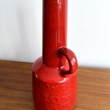 Montanus & Remy 56/25 Vase rouge-orange, céramique de lave grasse allemande rétro