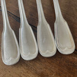 4 silver metal forks