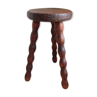 Foot tripod stool "chapelet" wooden / vintage 60s-70s
