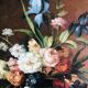 Oil on canvas still life with flowers and grapes