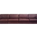 Brown leather modular sofa by De Sede; DS76, 1970s (straight)