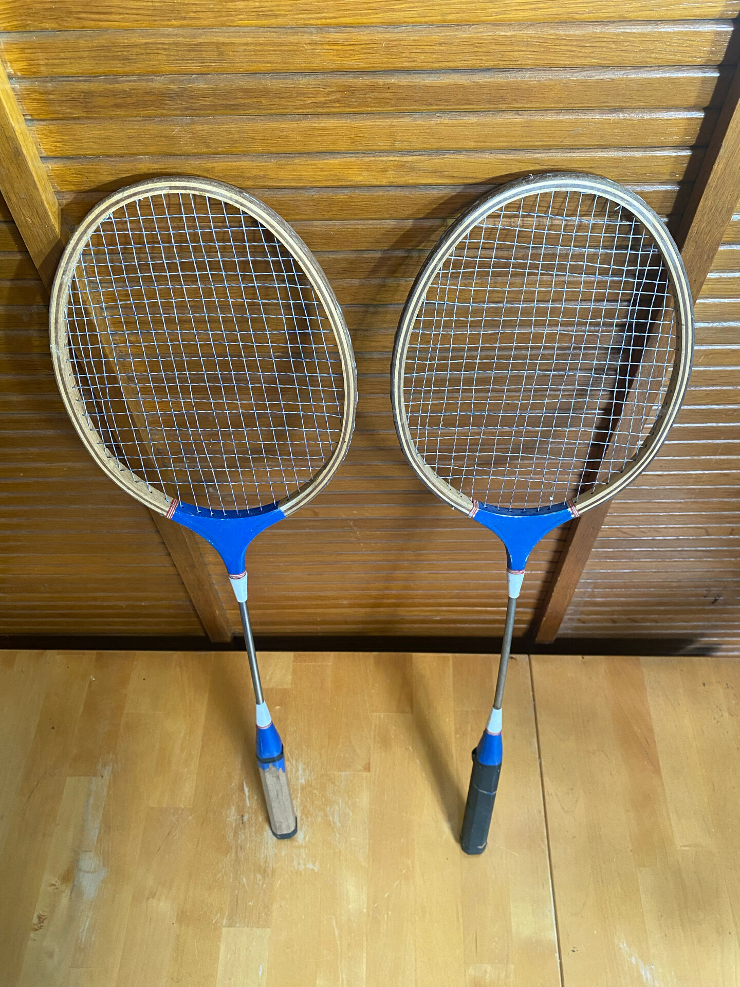 Paire Raquette Ancienne Badminton Bois Vintage