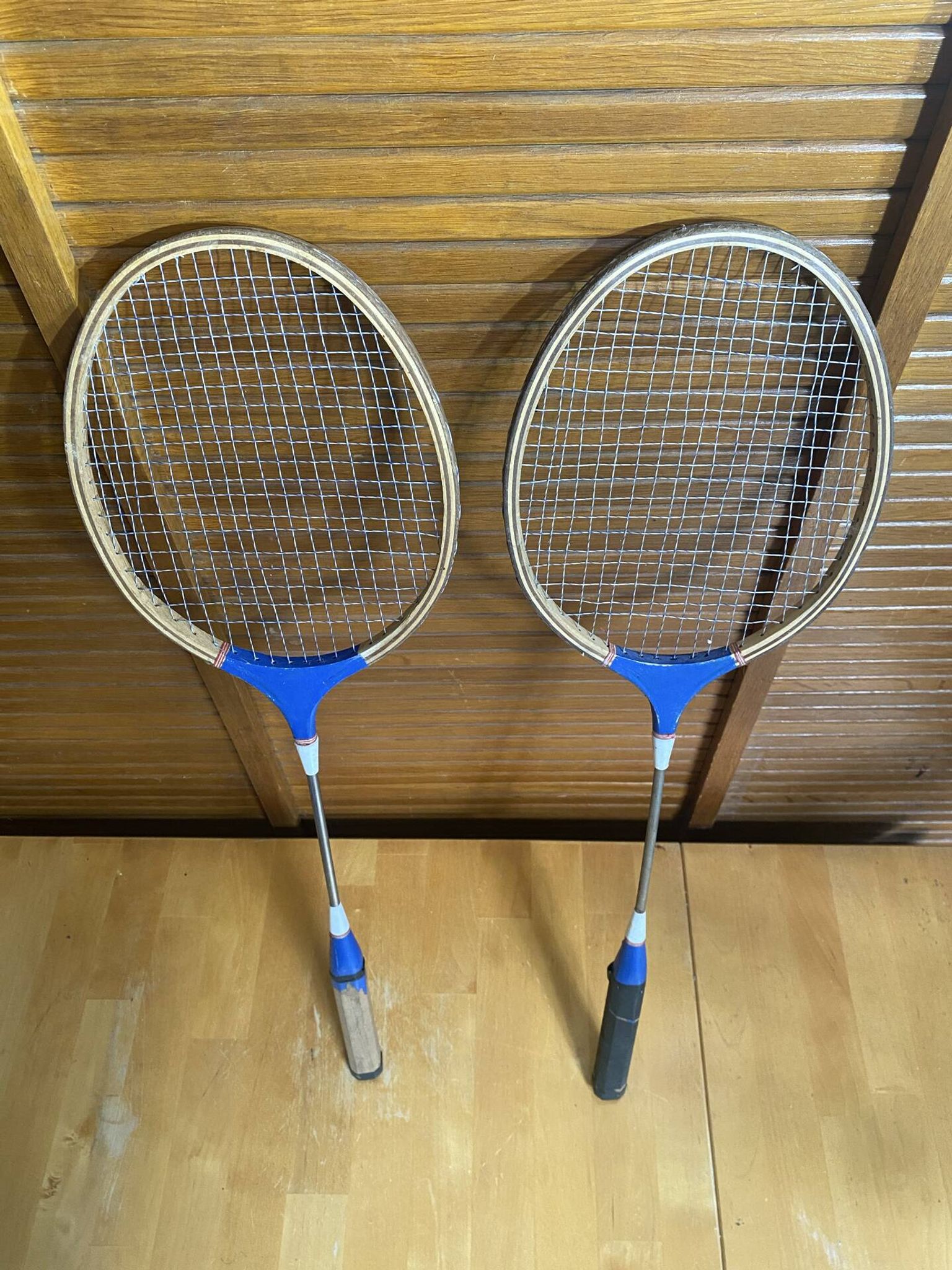 Pair of Vintage Wooden Badminton Rackets