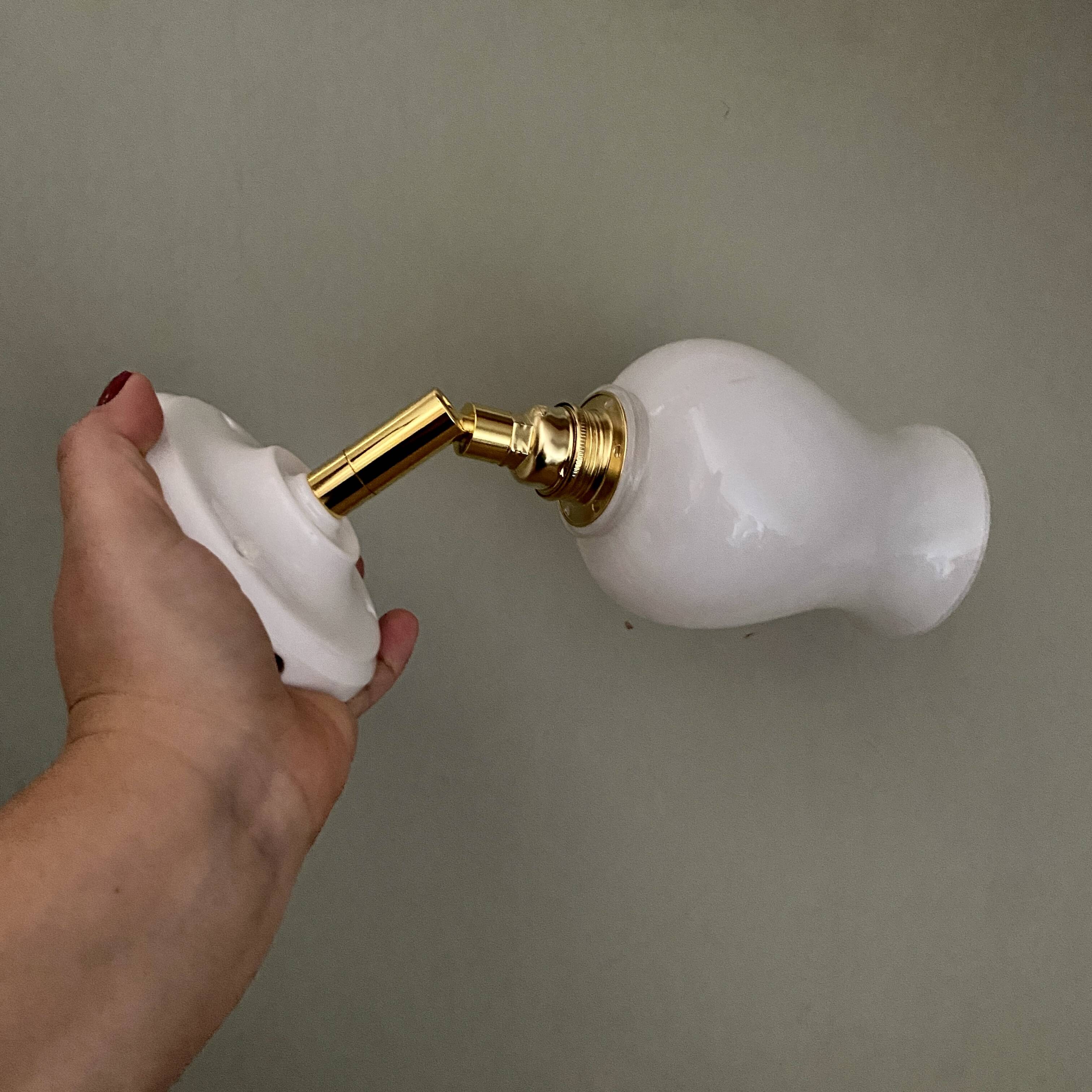 Vintage tulip wall lamp in white opaline