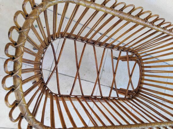 Lit en rotin vintage a roulettes berceau