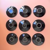 set of 9 black and gold Salins cups and saucers