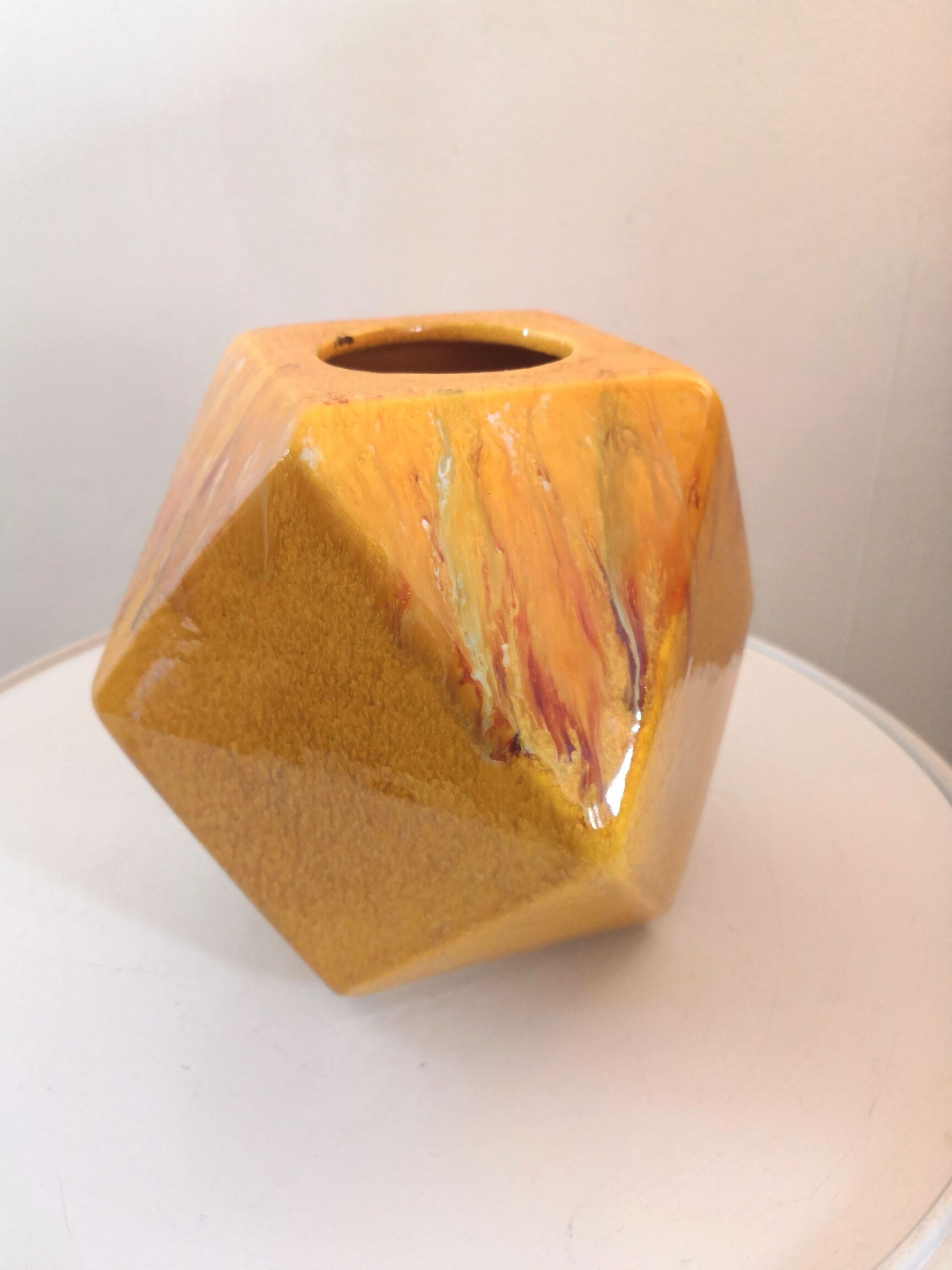 Ceramic vase shape geometric design 70s