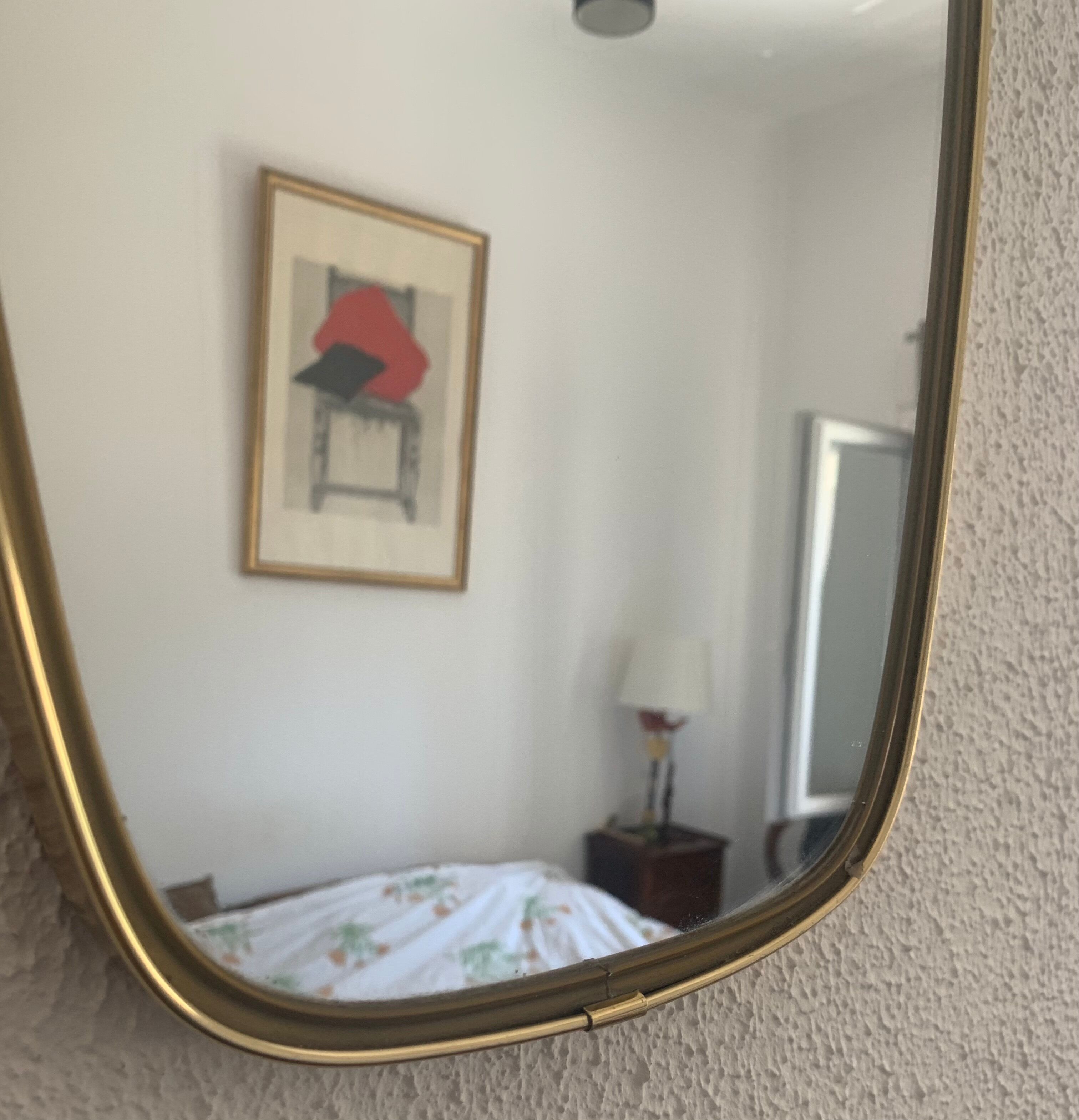 Vintage mirror 1960 asymmetrical mirror - 46 x 24 cm