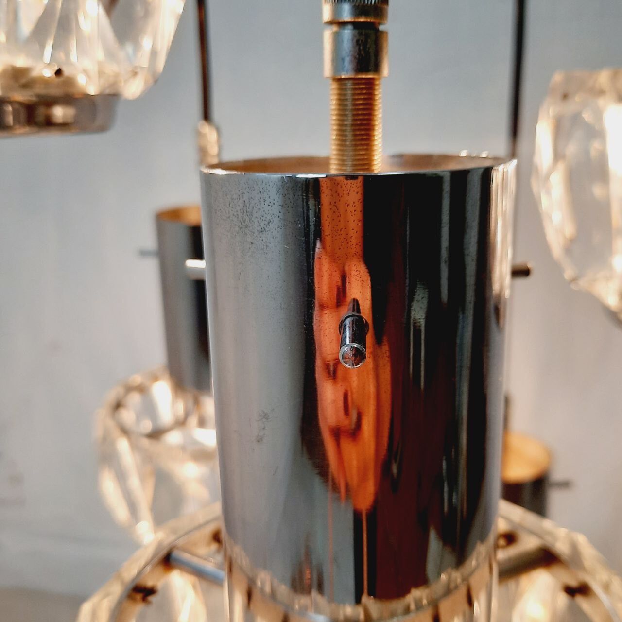 Cascade chandelier - vintage - steel and glass