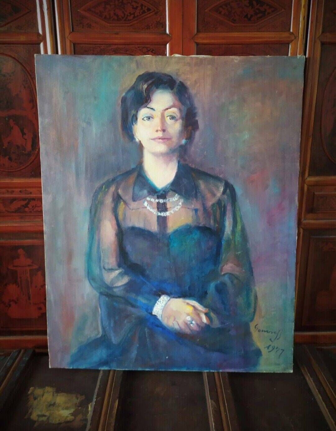 Peinture à l'huile sur toile d'un artiste français de 1977, 20e siècle
