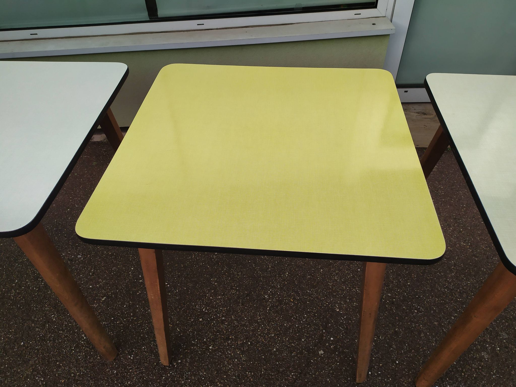 Lot of 3 Formica and Wood Bistro Tables - 1950 - 1960