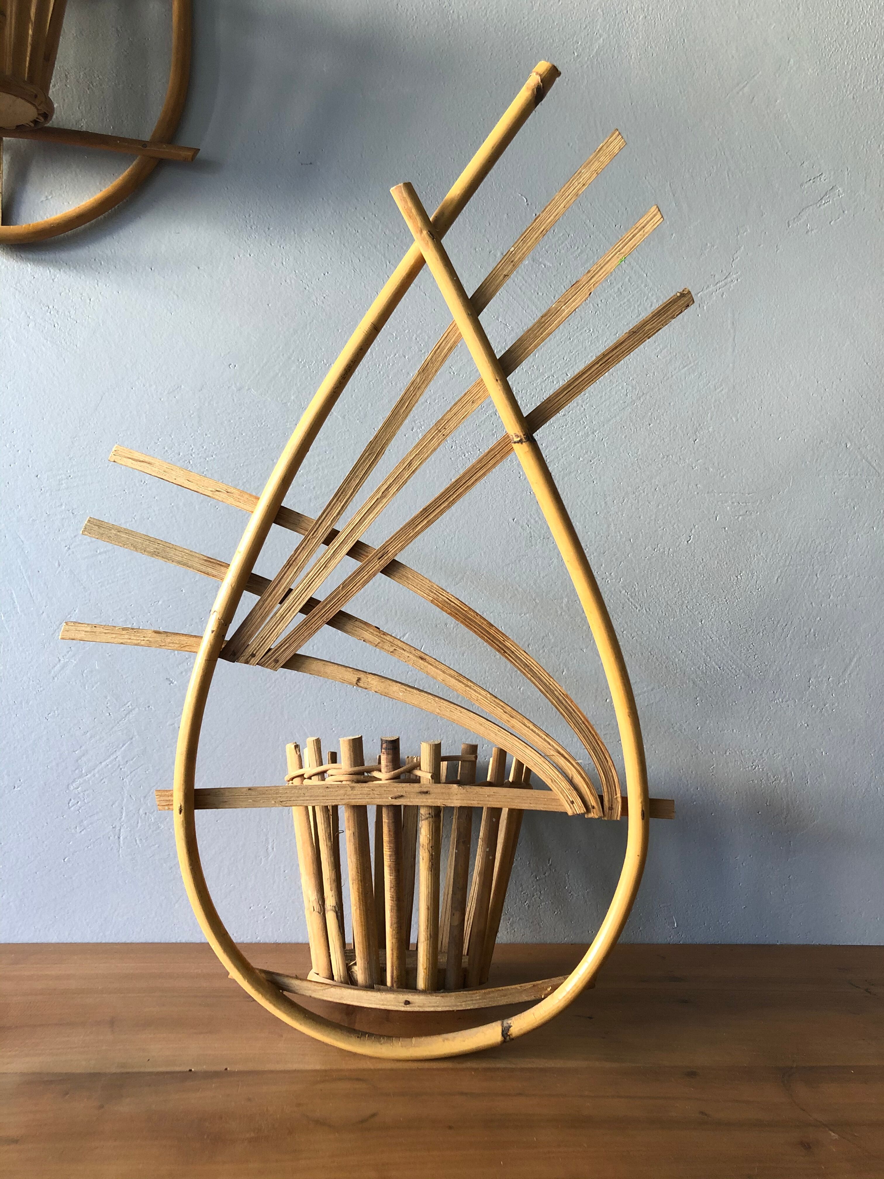 Vintage rattan plant holder