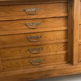 Large antique oak shop display cabinet