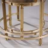 Set of three nesting coffee tables in bronze and smoked glass, 70s