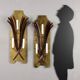 Antique wall sconces with 3 lights in wrought iron, Italy, 20th century