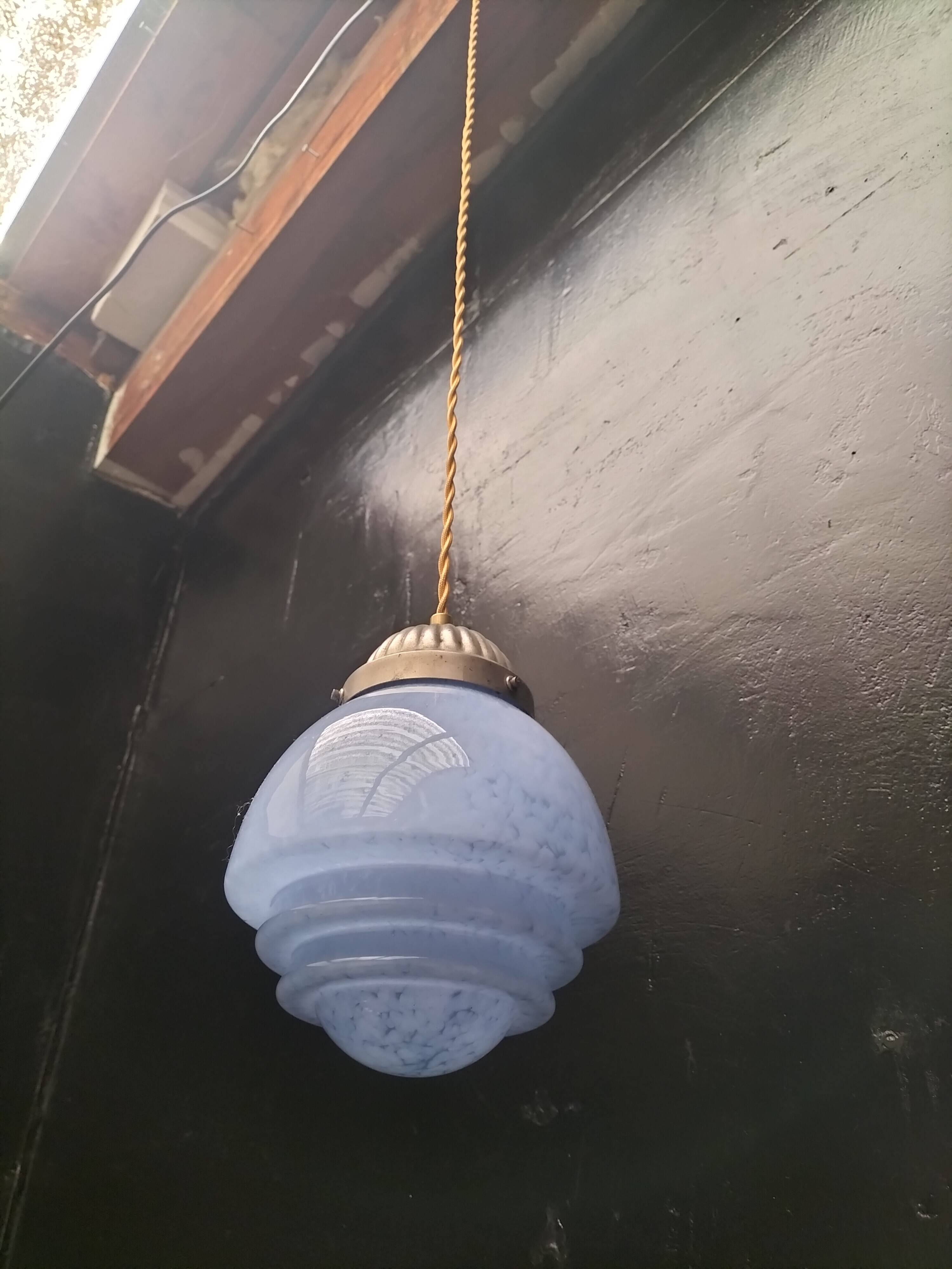 Speckled blue opaline pendant light