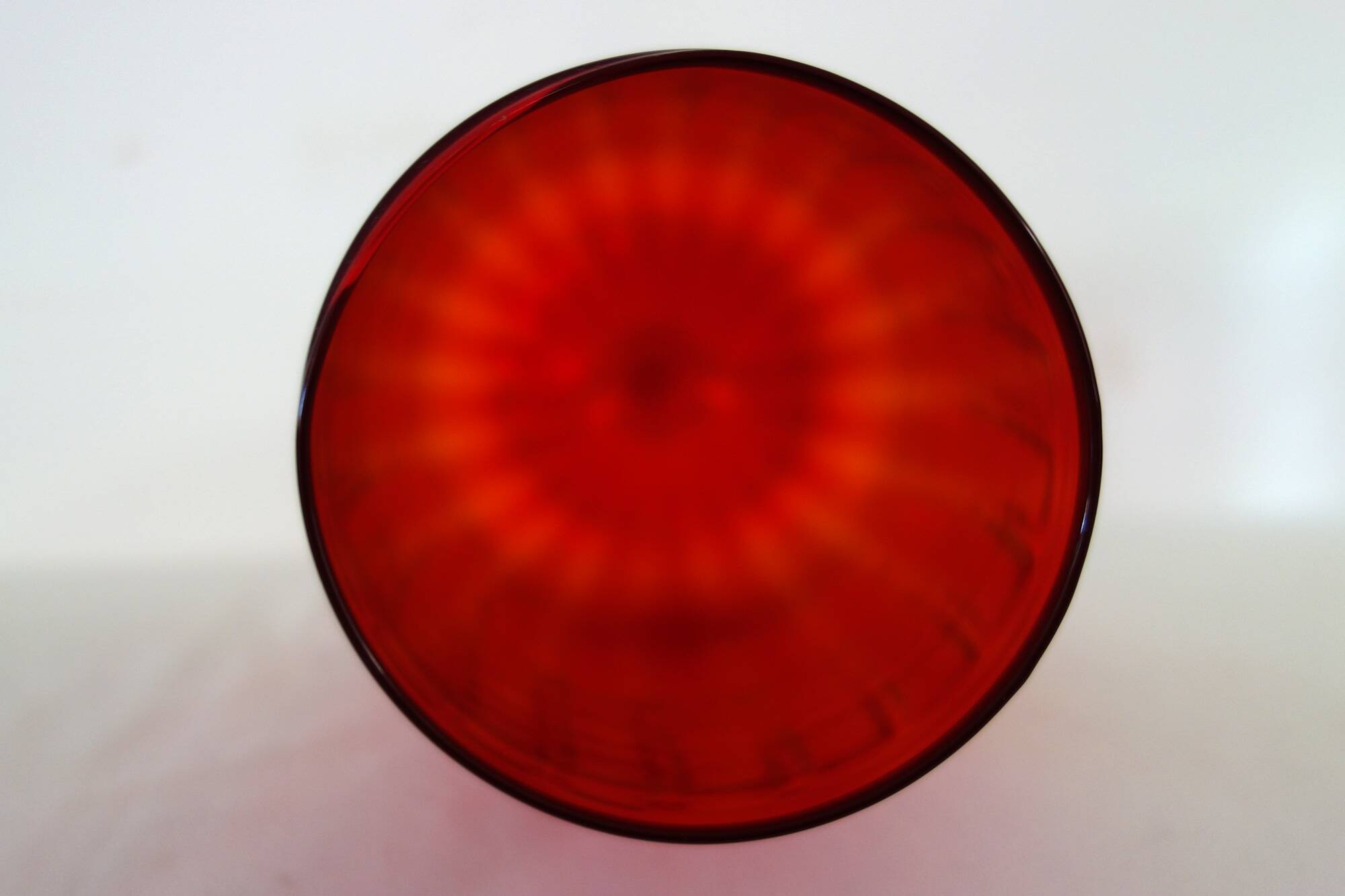 Large vintage red glass vase, 50cm