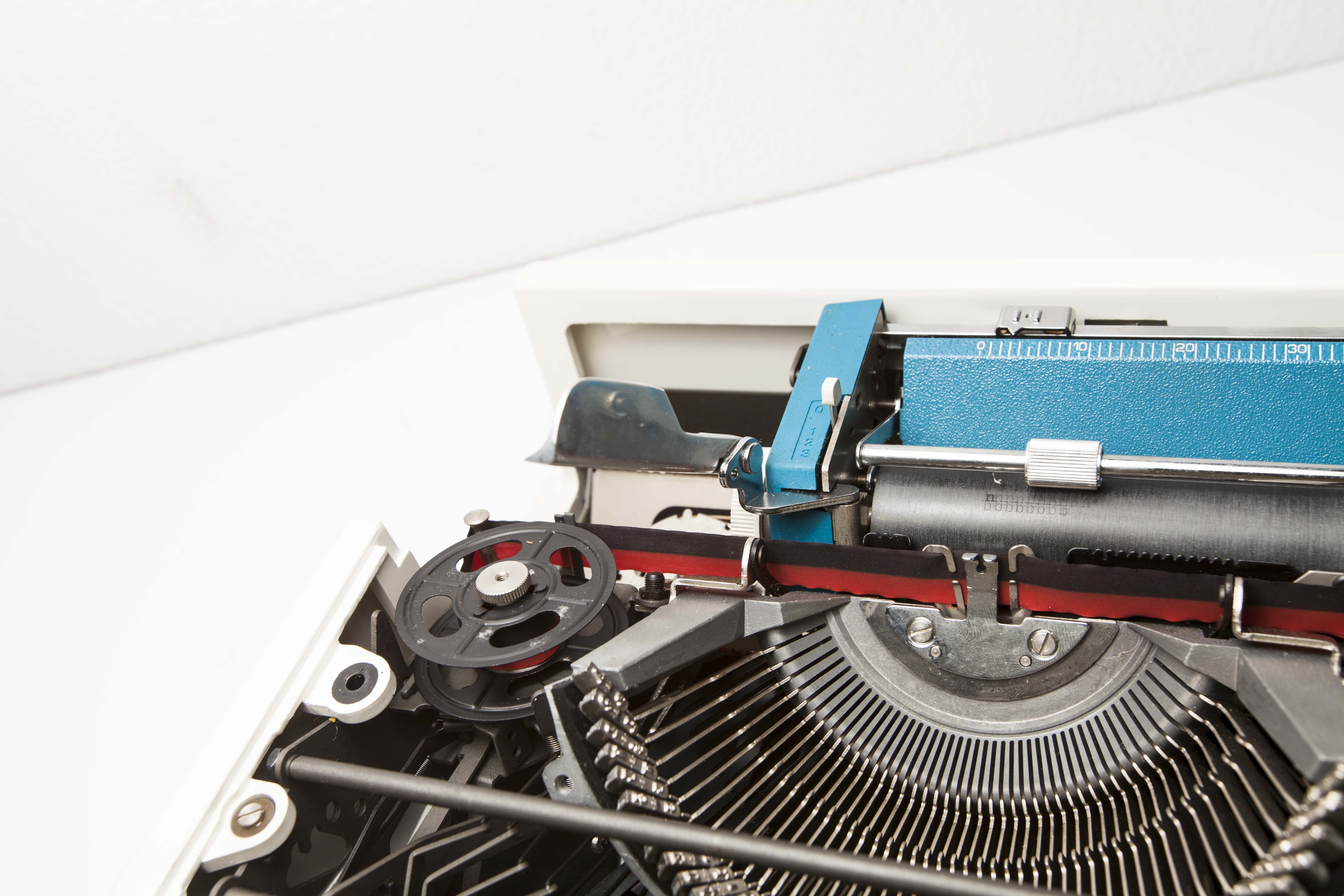 Blue Underwood 315 portable typewriter
