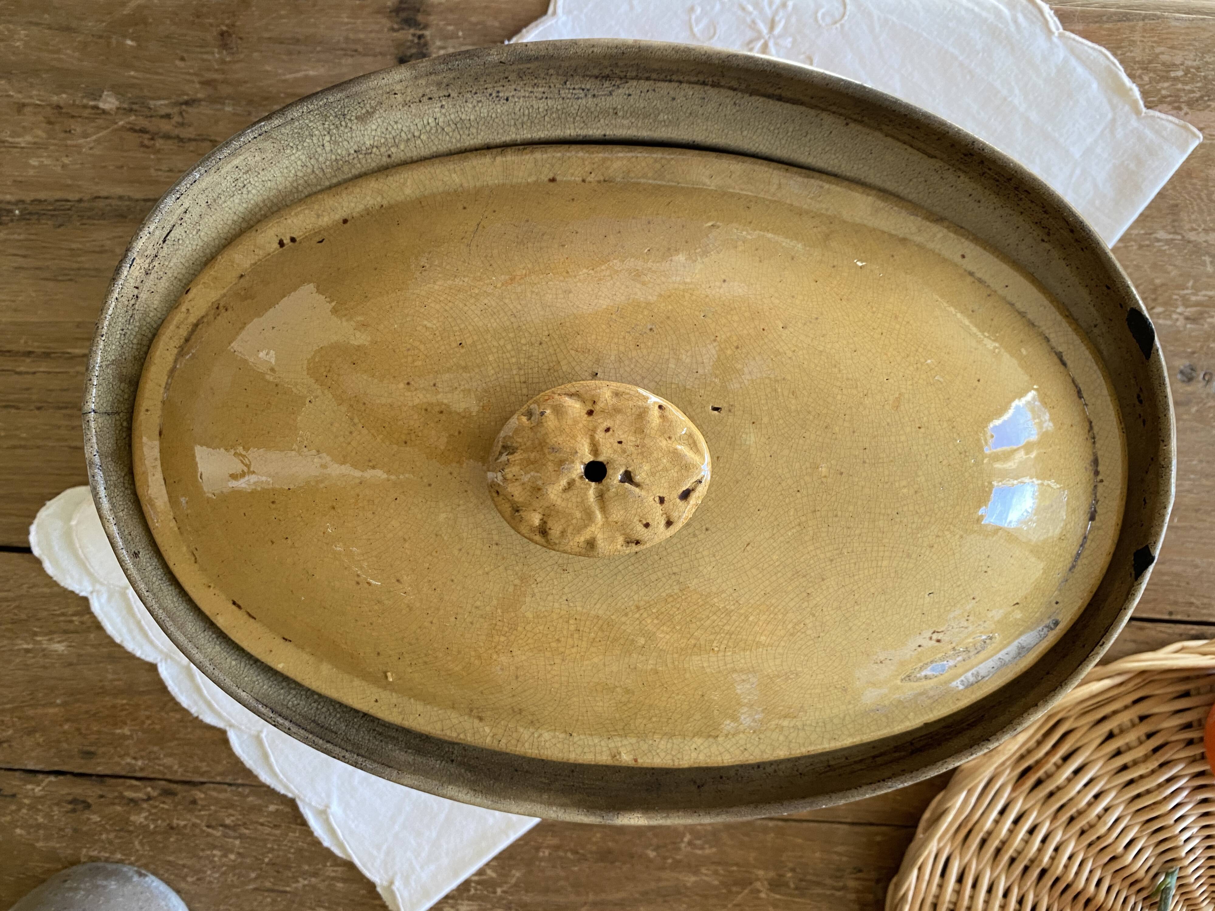 Antique glazed earthenware terrine
