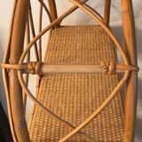 Vintage rattan and wicker shelf 70s