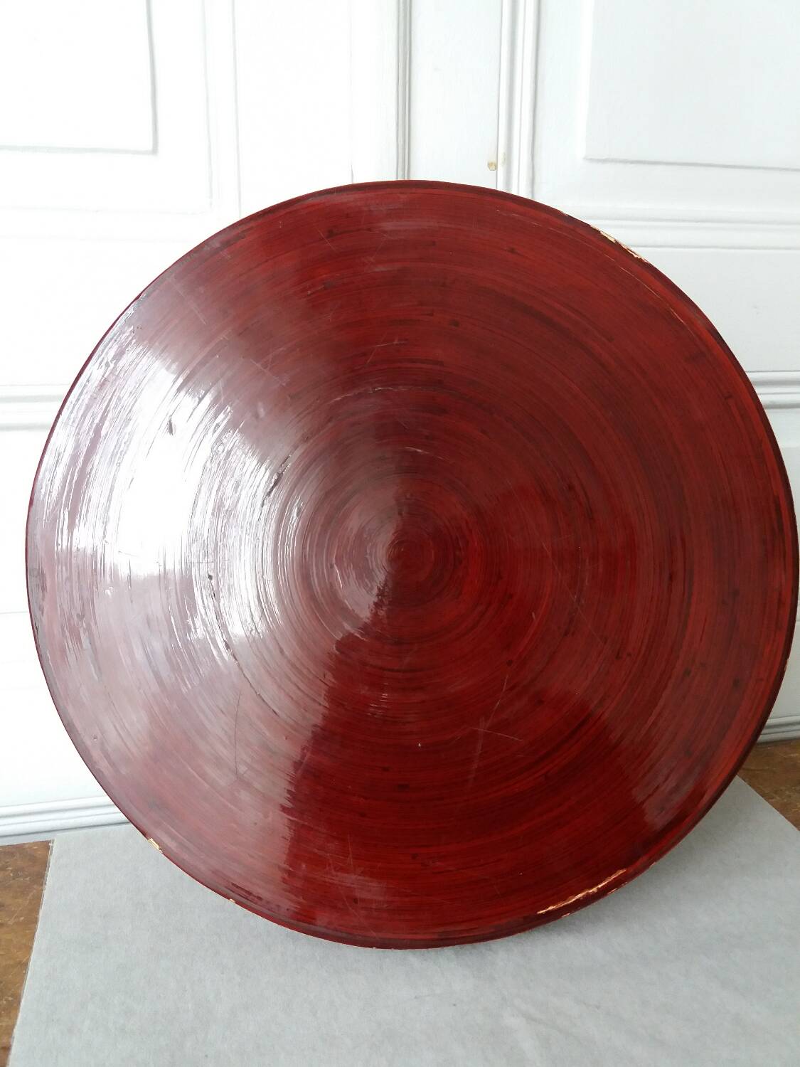 Japanese tray in red lacquered wood