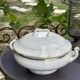 Antique white porcelain soup tureen with gilding B.H.V. Paris