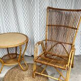 Large vintage rattan armchair