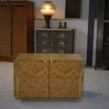 Roche Bobois low sideboard with 2 doors in maple burl Jean-Claude MAHEY 1970's