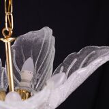 Elegant Murano Candlestick with 5 Leaves in Grit
