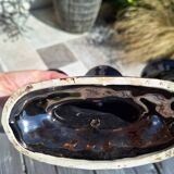 Iridescent black ceramic candle holder