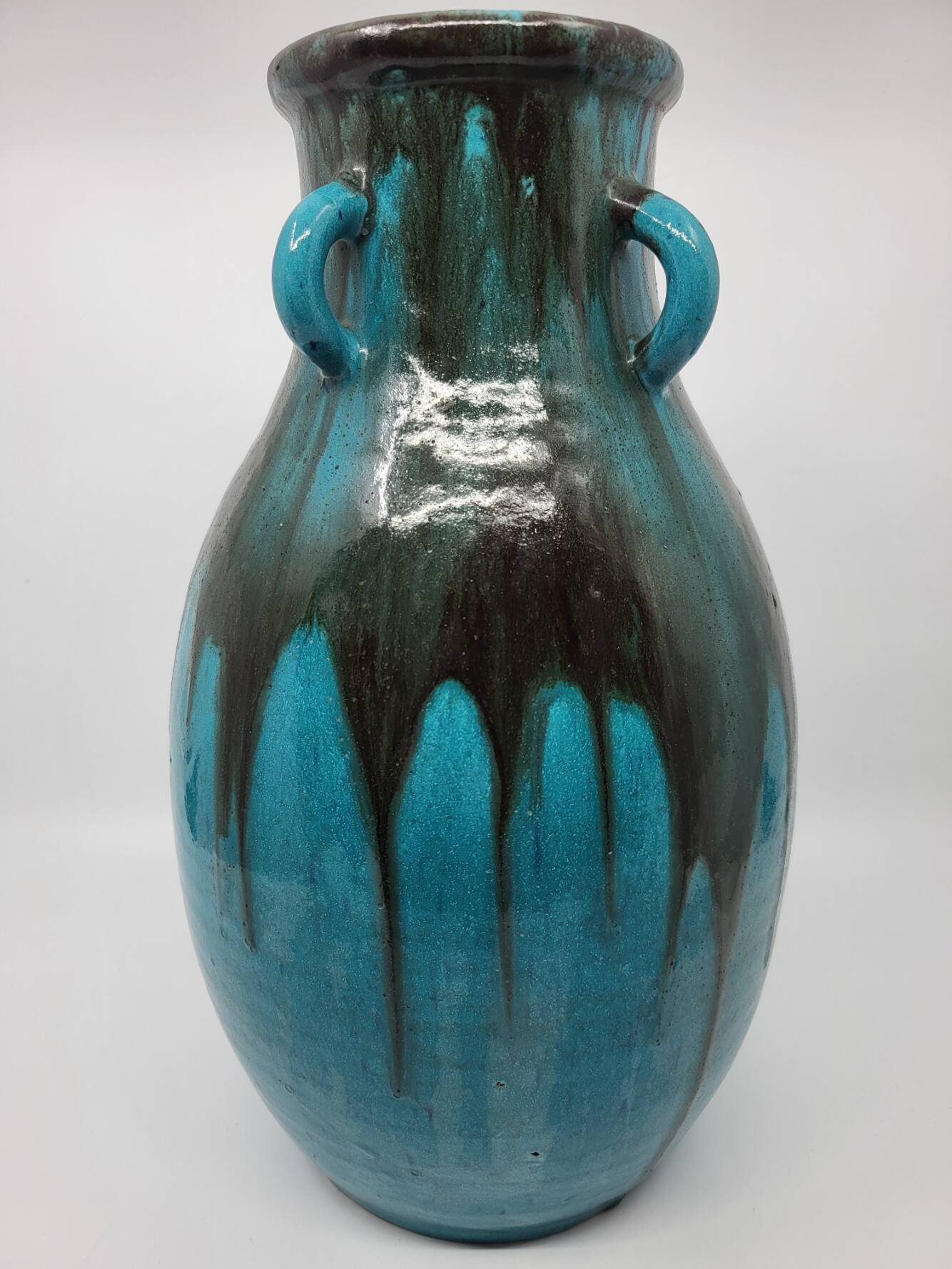 Primavera Vase for Spring in French Art Deco blue ceramic