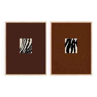 Pair of giclee prints, abstract wall art set of two, 50x70cm