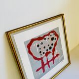 Screen printing and glazed gilded wood frame