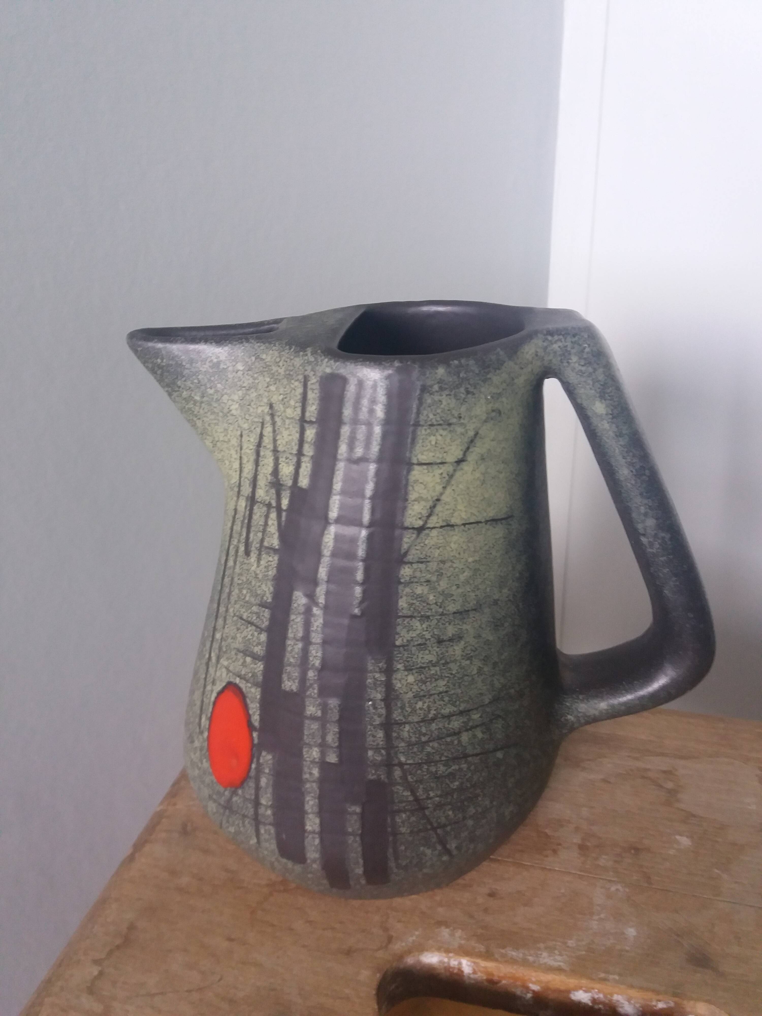 Pitcher signed François Caleca Vallauris rare in pale green