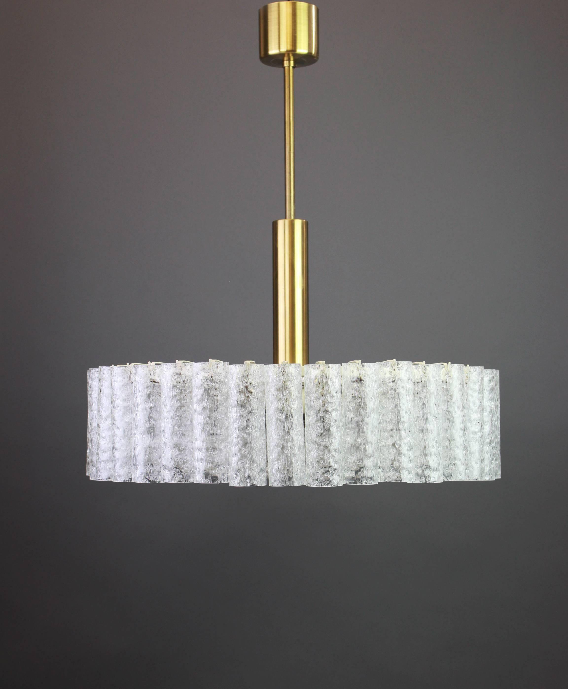 Large frosted glass chandelier tubes from Murano by Doria, Germany, 1970s.